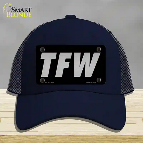 TFW Black Novelty License Plate Hat Tag Mesh / Navy