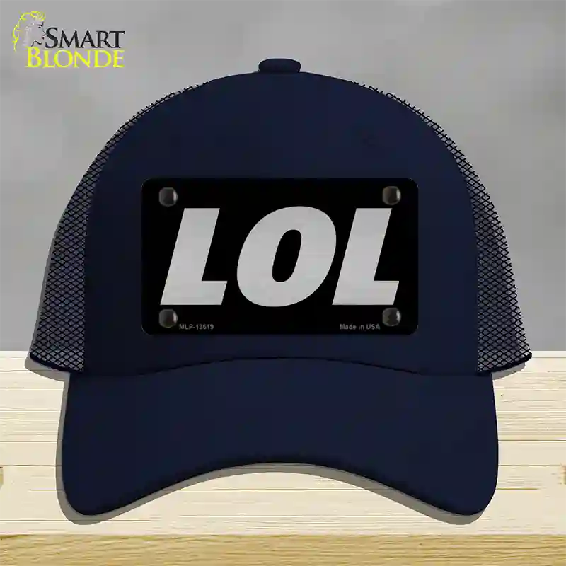 LOL Black Novelty License Plate Hat Tag Mesh / Navy