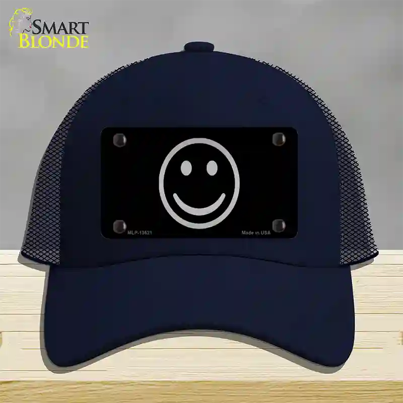 Smiley Black Novelty License Plate Hat Tag Mesh / Navy