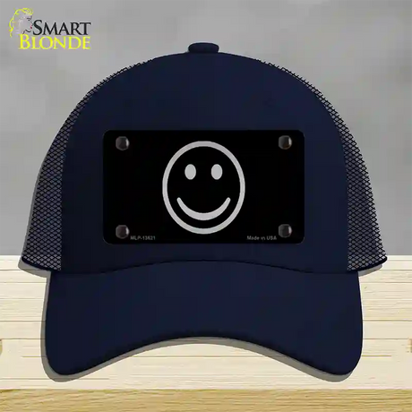 Smiley Black Novelty License Plate Hat Tag Mesh / Navy