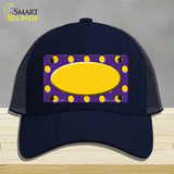 Yellow Purple Polka Dot Center Oval Novelty License Plate Hat Mesh / Navy