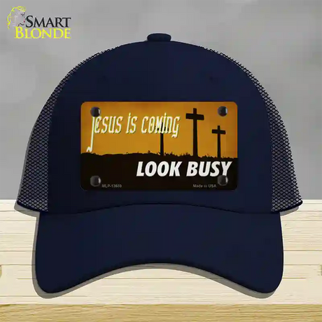 Jesus Is Coming Novelty License Plate Hat Tag Mesh / Navy