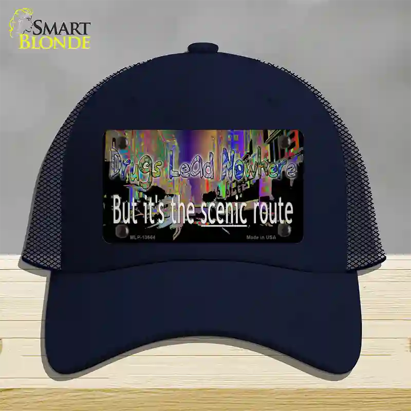 Drugs Lead Nowhere Novelty License Plate Hat Tag Mesh / Navy