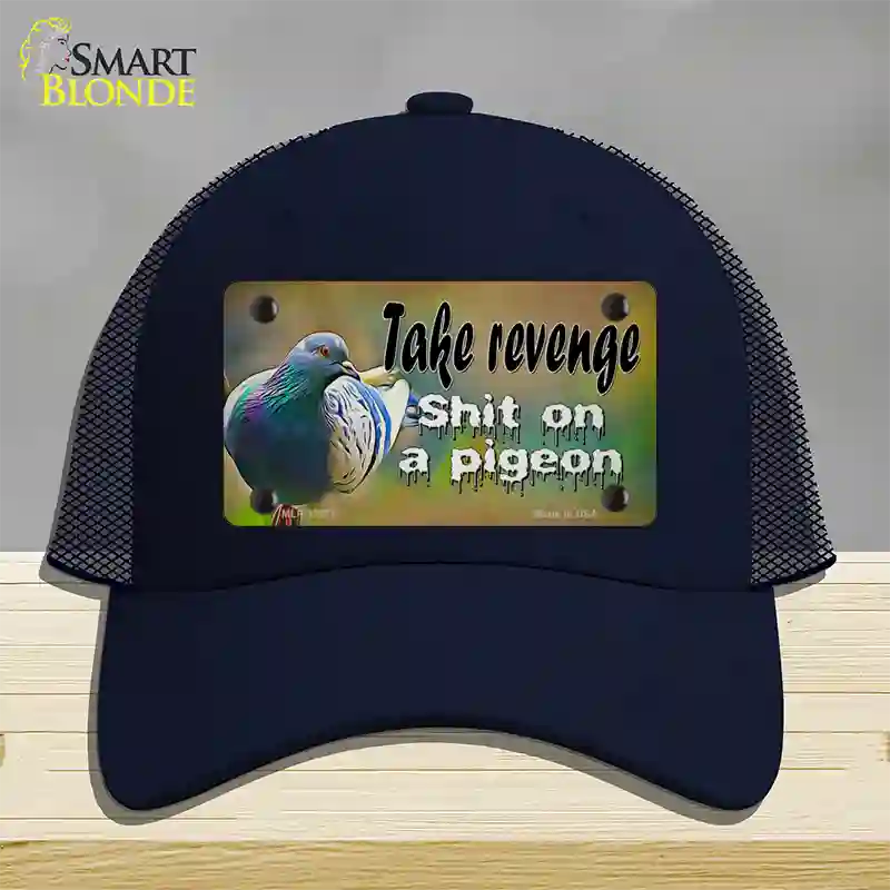 Shit On A Pigeon Novelty License Plate Hat Tag Mesh / Navy