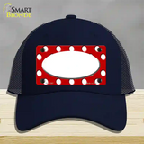 White Red Polka Dot Center Oval Novelty License Plate Hat Mesh / Navy