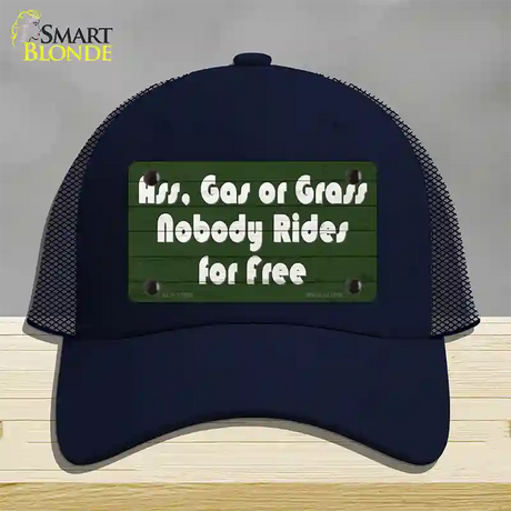 Ass Gas Or Grass Novelty License Plate Hat Tag Mesh / Navy