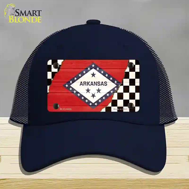 Arkansas Racing Flag Novelty License Plate Hat Tag Mesh / Navy