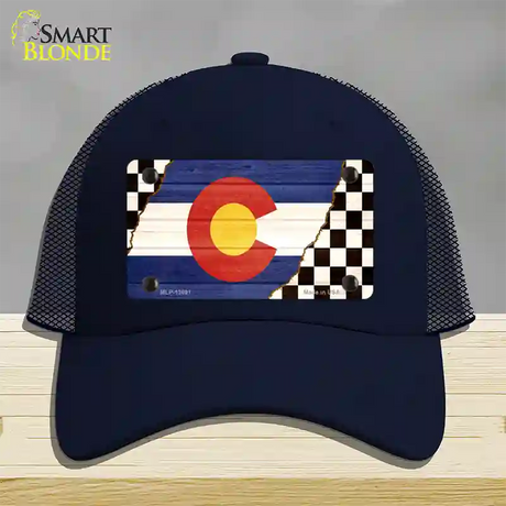 Colorado Racing Flag Novelty License Plate Hat Tag Mesh / Navy