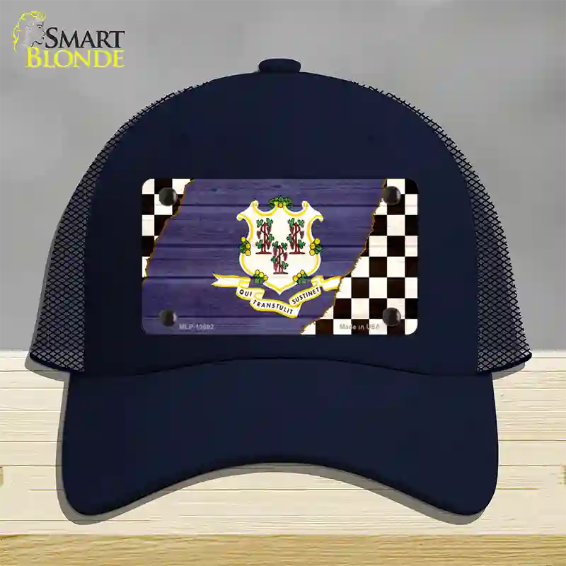 Connecticut Racing Flag Novelty License Plate Hat Tag Mesh / Navy