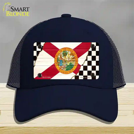 Florida Racing Flag Novelty License Plate Hat Tag Mesh / Navy