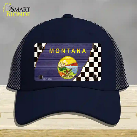 Montana Racing Flag Novelty License Plate Hat Tag Mesh / Navy