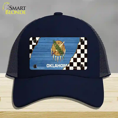 Oklahoma Racing Flag Novelty License Plate Hat Tag Mesh / Navy