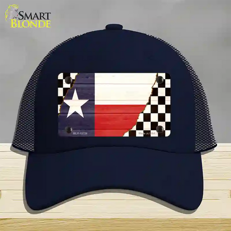 Texas Racing Flag Novelty License Plate Hat Tag Mesh / Navy