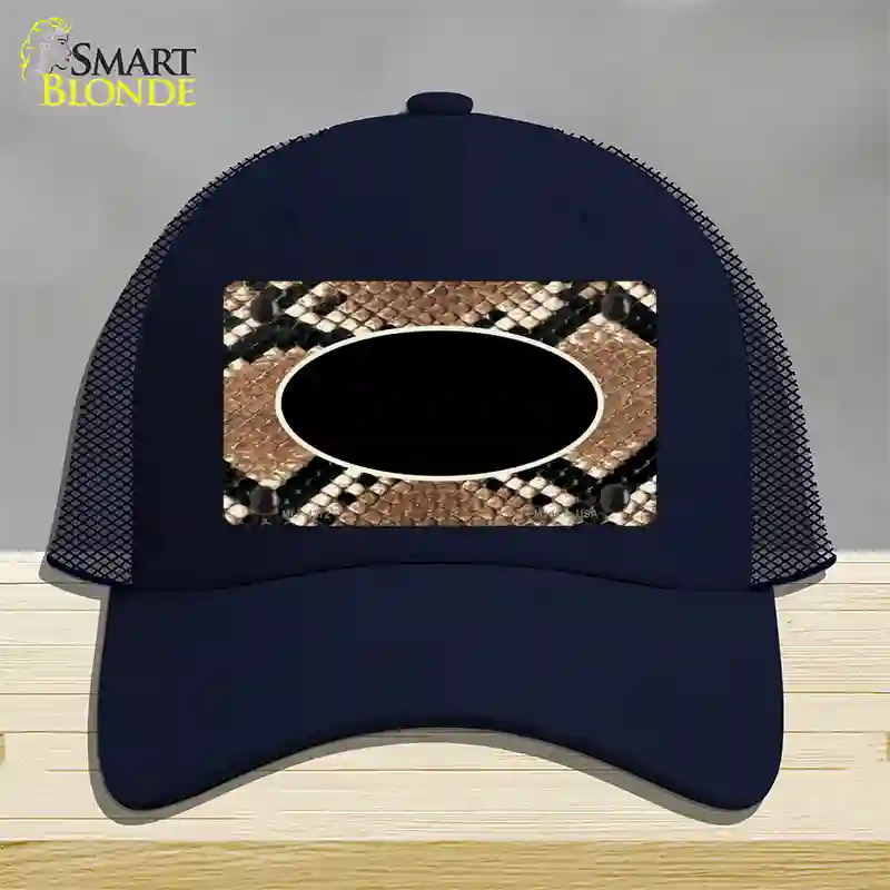 Snake With Black Center Oval Novelty License Plate Hat Mesh / Navy