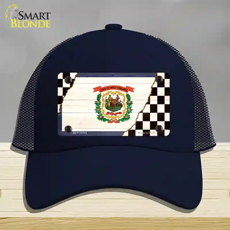 West Virginia Racing Flag Novelty License Plate Hat Tag Mesh / Navy