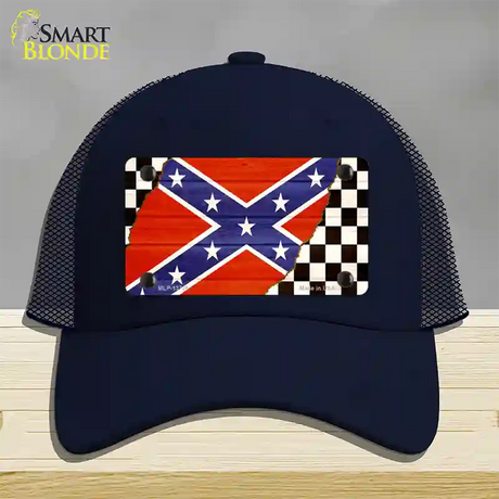 Confederate Racing Flag Novelty License Plate Hat Tag Mesh / Navy