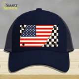 USA Racing Flag Novelty License Plate Hat Tag Mesh / Navy