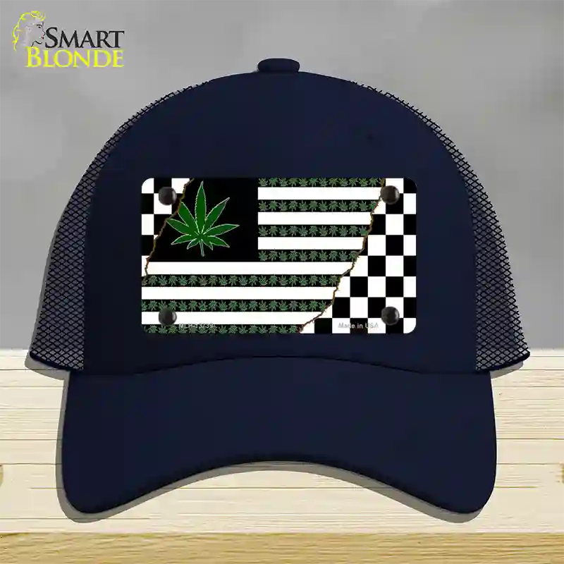 Weed American Racing Flag Novelty License Plate Hat Tag Mesh / Navy