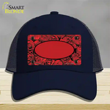 Red Roses With Red Center Oval Novelty License Plate Hat Mesh / Navy