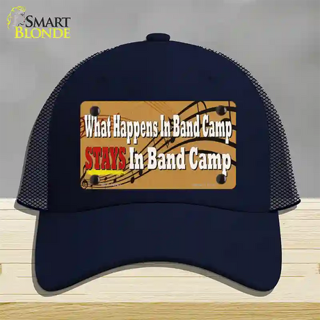 What Happens In Band Camp Novelty License Plate Hat Tag Mesh / Navy