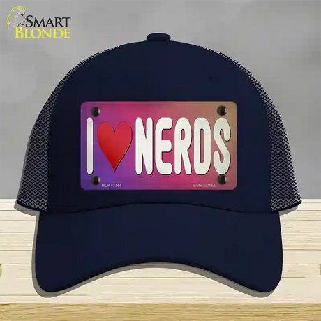 I Love Nerds Novelty License Plate Hat Tag Mesh / Navy