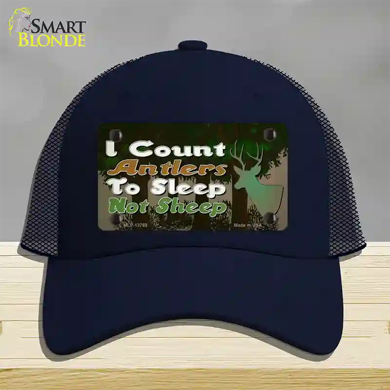 I Count Antlers To Sleep Novelty License Plate Hat Tag Mesh / Navy