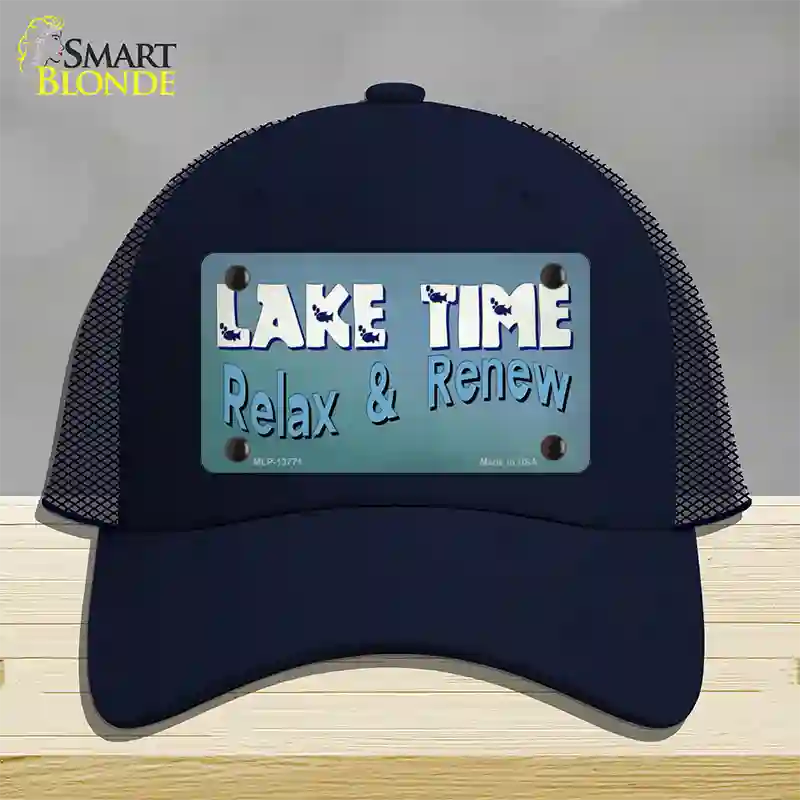 Lake Time Novelty License Plate Hat Tag Mesh / Navy