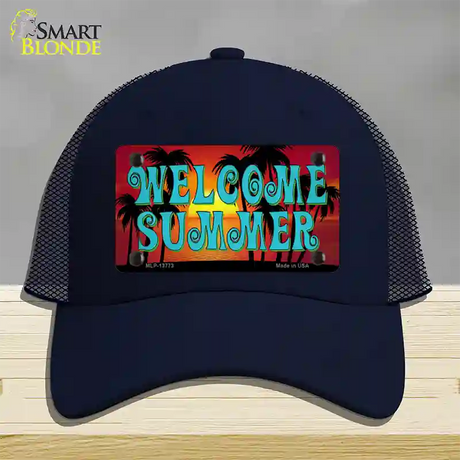 Welcome Summer Novelty License Plate Hat Tag Mesh / Navy