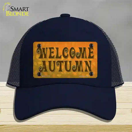 Welcome Autumn Novelty License Plate Hat Tag Mesh / Navy