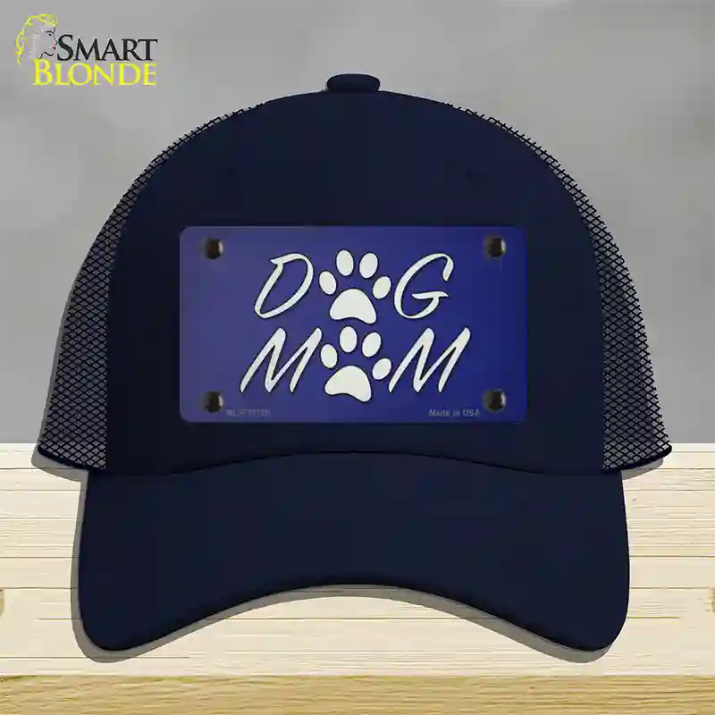 Dog Mom Novelty License Plate Hat Tag Mesh / Navy