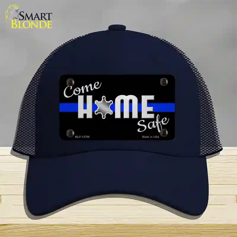 Come Home Safe Novelty License Plate Hat Tag Mesh / Navy