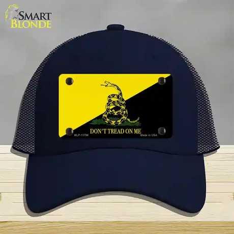 Dont Tread On Me Yellow|Black Novelty License Plate Hat Mesh / Navy