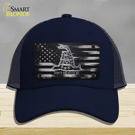 Dont Tread On Me Distressed Flag Novelty License Plate Hat Mesh / Navy