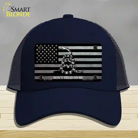 Dont Tread On Me American Flag Novelty License Plate Hat Mesh / Navy