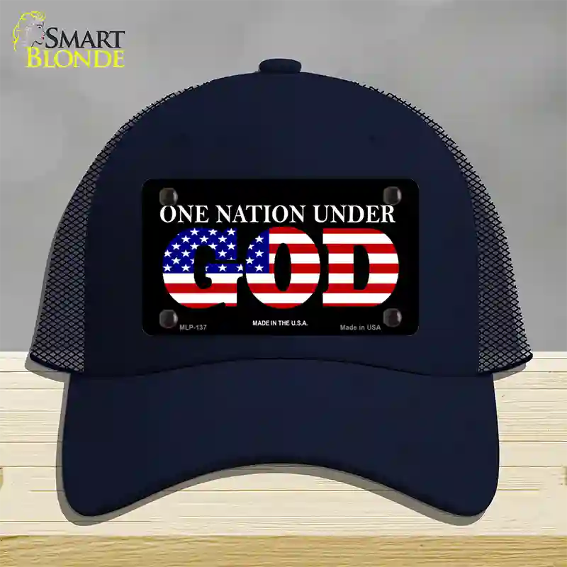 One Nation Under God Novelty License Plate Hat Mesh / Navy