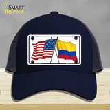 Colombia USA Crossed Flags Novelty License Plate Hat Tag Mesh / Navy