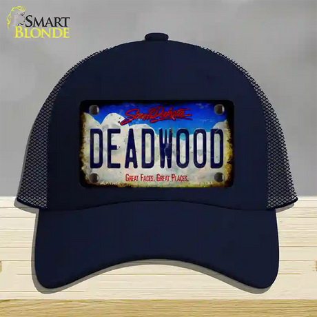 Deadwood South Dakota Rusty Novelty License Plate Hat Tag Mesh / Navy