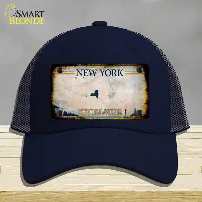 New York Excelsior Rusty Novelty License Plate Hat Mesh / Navy