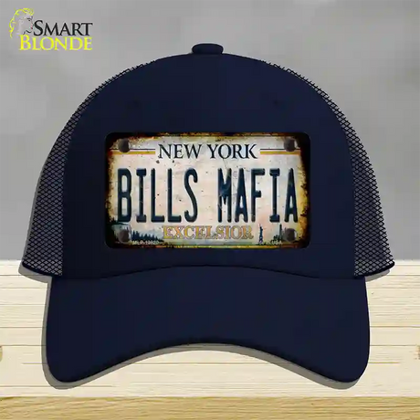 Bills Mafia New York Rusty Novelty License Plate Hat Tag Mesh / Navy