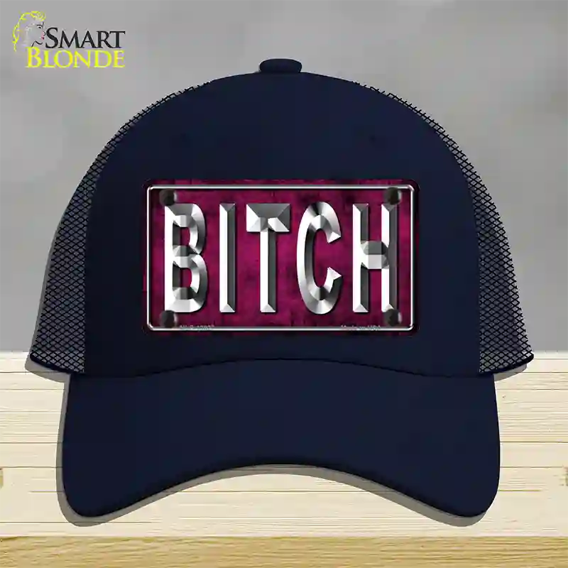 Bitch Pink Novelty License Plate Hat Tag Mesh / Navy