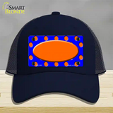 Orange Royal Blue Polka Dot Orange Center Oval Novelty License Plate Hat Mesh / Navy