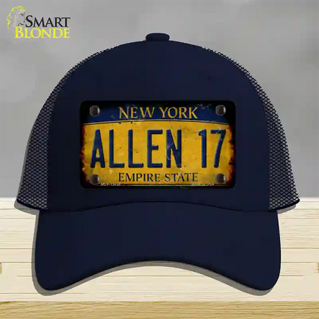 Allen 17 New York Yellow Novelty License Plate Hat Tag Mesh / Navy