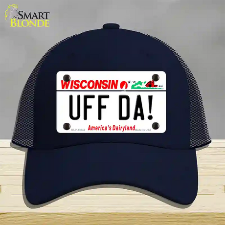 Uff Da Wisconsin Novelty License Plate Hat Tag Mesh / Navy