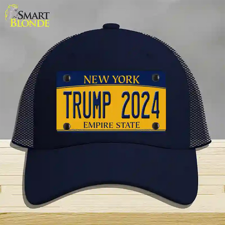 Trump 2024 New York Novelty License Plate Hat Mesh / Navy