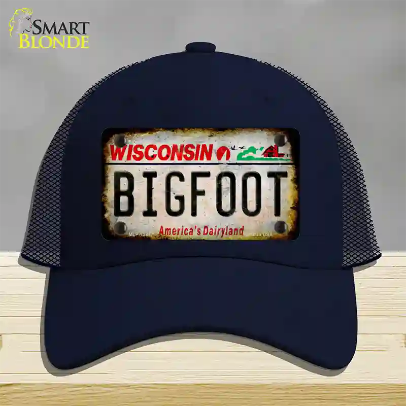 Bigfoot Wisconsin Novelty License Plate Hat Tag Mesh / Navy