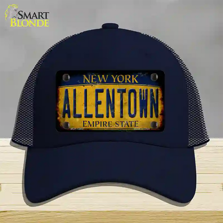 Allentown NY Yellow Rusty Novelty License Plate Hat Tag Mesh / Navy