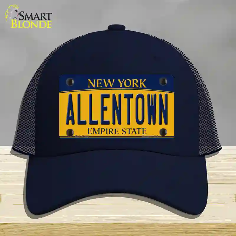 Allentown NY Yellow Novelty License Plate Hat Tag Mesh / Navy