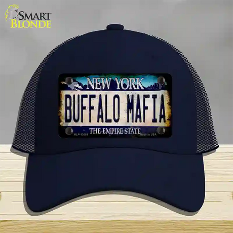 Buffalo Mafia NY Blue Rusty Novelty License Plate Hat Tag Mesh / Navy