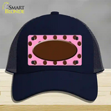 Brown Pink Polka Dot Brown Center Oval Novelty License Plate Hat Mesh / Navy