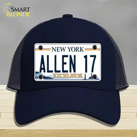 Allen 17 NY Excelsior Novelty License Plate Hat Tag Mesh / Navy